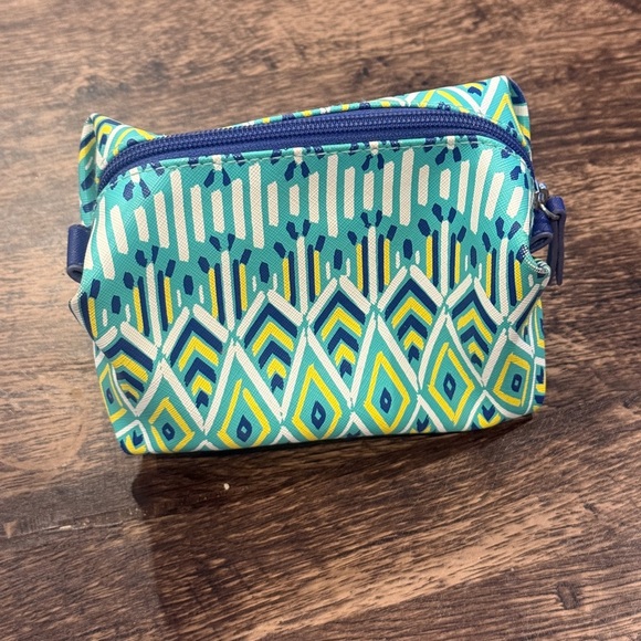 Stella & Dot Teal and Yellow Patterned Pouch - Picture 5 of 7